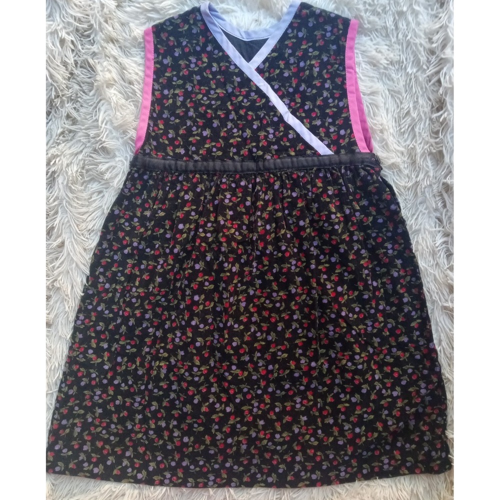 Cute Little Girls Home Made Floral Courdory Jumper Dress 2/4